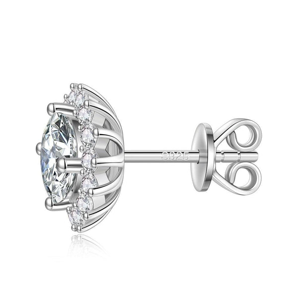 2 Ctw. Sunflower Round Moissanite Stud Earrings