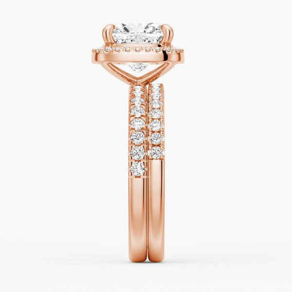 Cushion Cut Halo Moissanite Engagement Ring