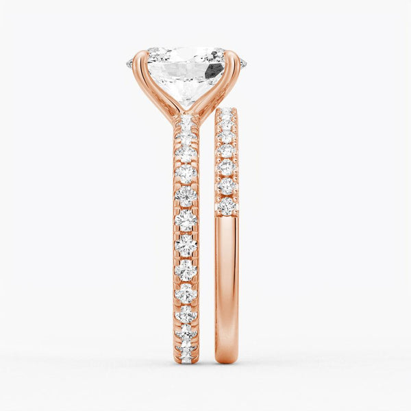 Oval Cut Moissanite Engagement Ring With Eternity Pave Band