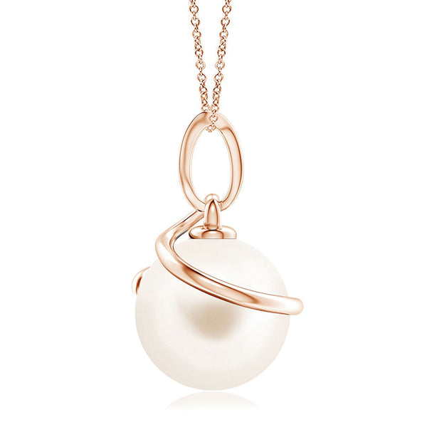 8mm Freshwater Cultured Pearl Pendant AndRing Set with Moissanite Accent