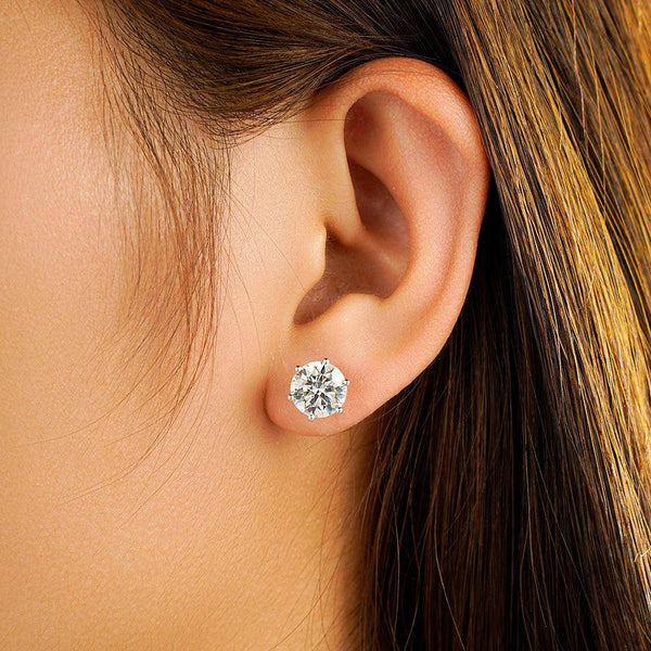4 ctw Round Moissanite 6 Prong Stud Earrings