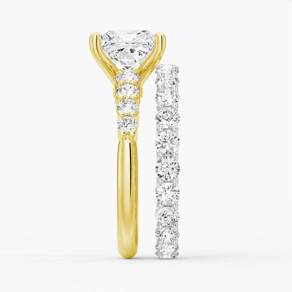 Classic Shared Prong Princess Cut Moissanite Engagement Ring