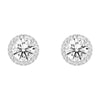 Round Moissanite Solitaire V Bale Pendant With Pavé Halo Stud Earrings