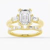Emerald Cut Moissanite Engagement Ring with Tapered Baguette Side Stones