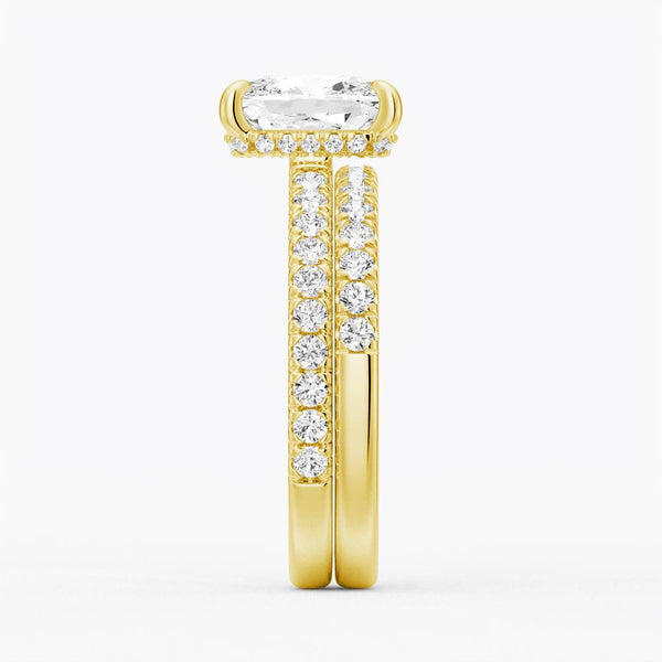 Cushion Cut Moissanite Engagement Ring With Hidden Halo