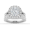 Cushion Cut Split Shank Moissanite Halo Engagement Ring
