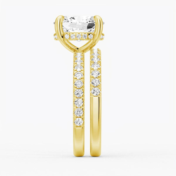 Micropavé Oval Moissanite Engagement Ring With Hidden Halo