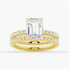 Emerald Cut Moissanite Engagement Ring With Eternity Pave Band