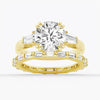 Round Cut Moissanite Engagement Ring with Tapered Baguette Side Stones