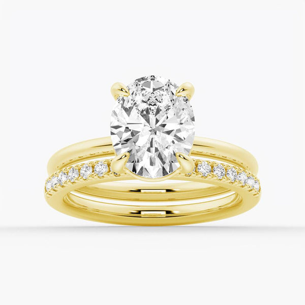 Four Prongs Oval Solitaire Moissanite Engagement Ring