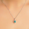 1.64 CT. Floral Halo Oval Emerald Pendant