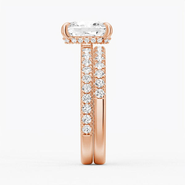 Cushion Cut Moissanite Engagement Ring With Hidden Halo