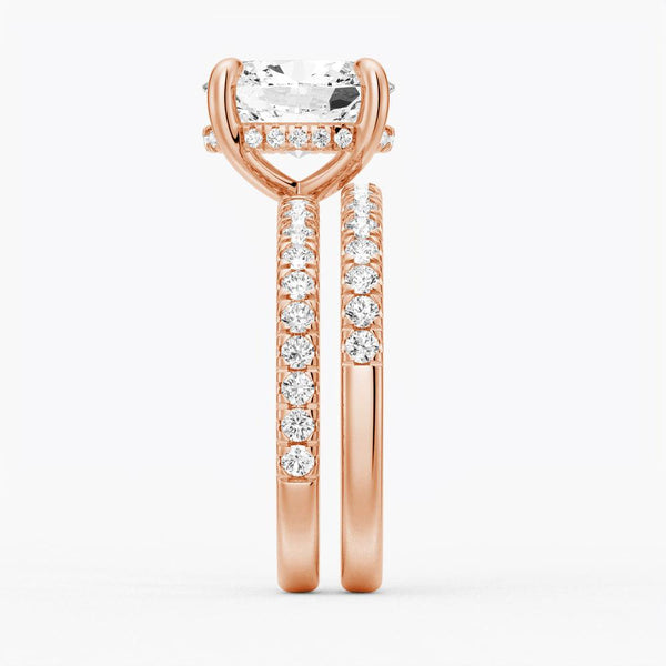 Micropavé Oval Moissanite Engagement Ring With Hidden Halo