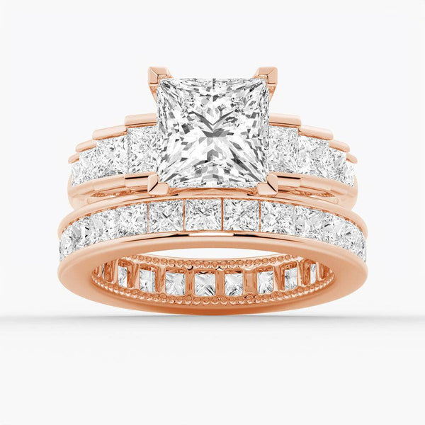 Unique Cinderella Staircase Princess Cut Moissanite Engagement Ring