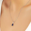 1.7 CT. Pear Blue Sapphire Solitaire Pendant with White Sapphire