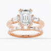 Emerald Cut Moissanite Engagement Ring with Tapered Baguette Side Stones