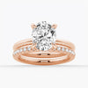 Oval Solitaire Hidden Halo Moissanite Ring Set with Matching Wedding Band