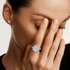 Double MicroPavé Halo Rings And Sunflower Stud Earrings Set