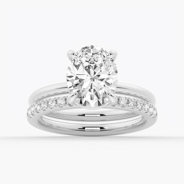 Four Prongs Oval Solitaire Moissanite Engagement Ring
