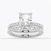 Radiant Cut Moissanite Engagement Ring With Eternity Pave Shank