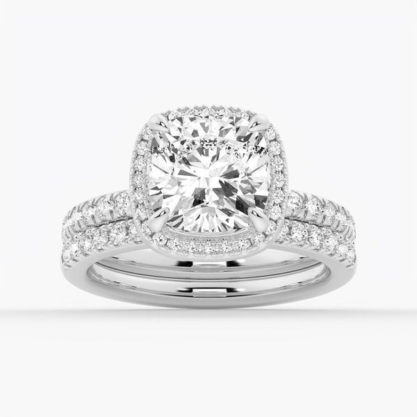 Cushion Cut Halo Moissanite Engagement Ring