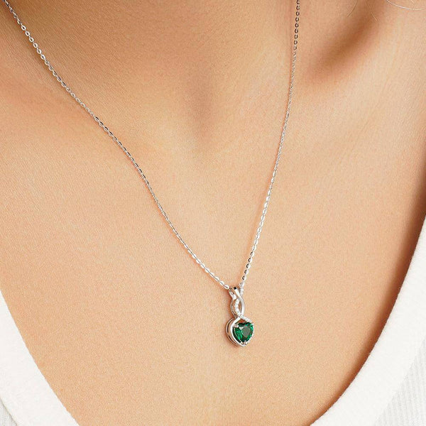 1 CT. Emerald Infinity Heart Pendant with Diamonds