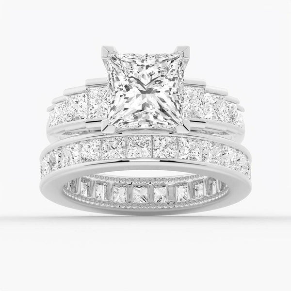 Unique Cinderella Staircase Princess Cut Moissanite Engagement Ring