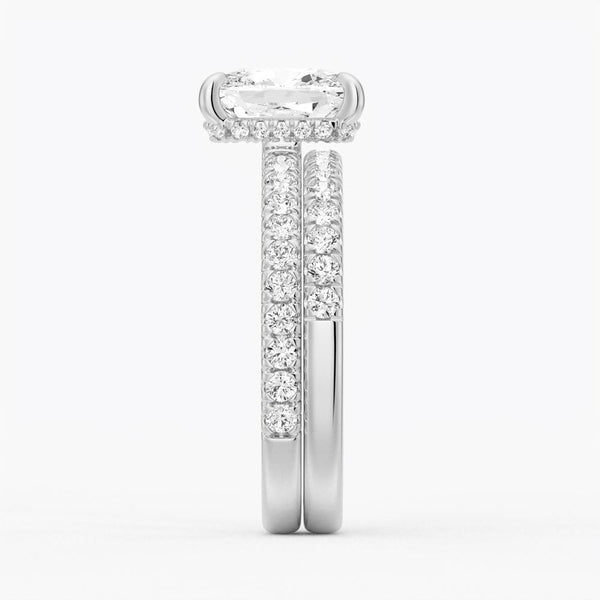 Cushion Cut Moissanite Engagement Ring With Hidden Halo