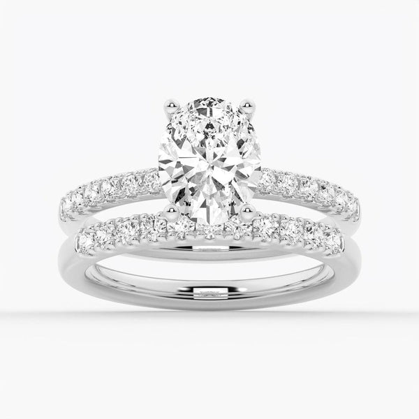 Petite Micropavé Oval Shaped Moissanite Engagement Ring