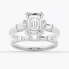 Emerald Cut Moissanite Engagement Ring with Tapered Baguette Side Stones