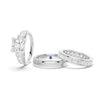 Unique Cinderella Staircase Princess Cut Moissanite Couple's Ring Set with Men's Wedding Band