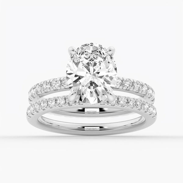 Oval Cut Moissanite Engagement Ring With Eternity Pave Band