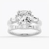 Cushion Cut Moissanite Engagement Ring with Tapered Baguette Side Stones