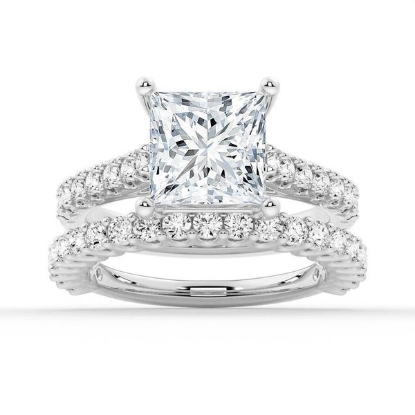 Princess Cut Pavé Moissanite Engagement Ring