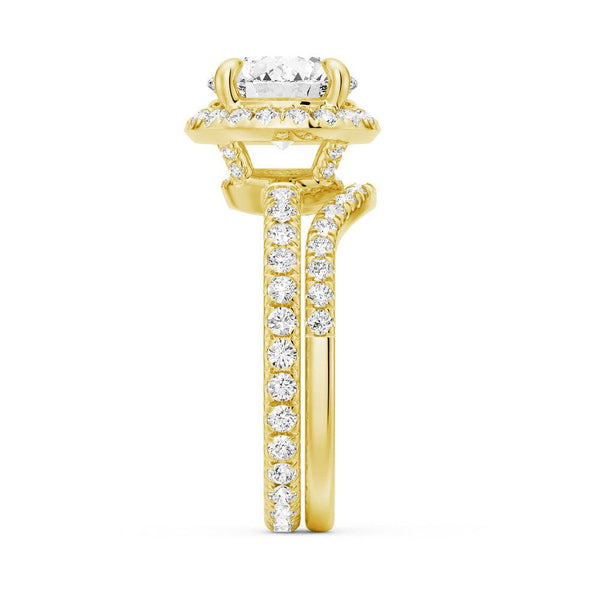 Round Brilliant Micropavé Halo Moissanite Engagement Ring