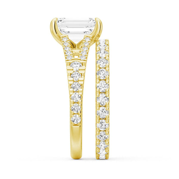 Emerald Cut Split Shank Moissanite Engagement Ring