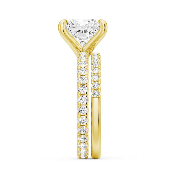 Princess Cut Moissanite Engagement Ring With Eternity Pave Band