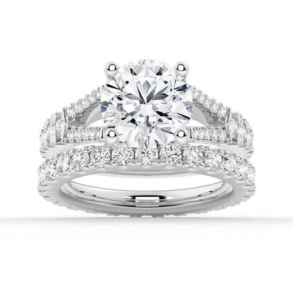 Round Cut Split Shank Moissanite Engagement Ring