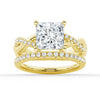 Twist Band Princess Cut Moissanite Ring Set with Matching Wedding Band
