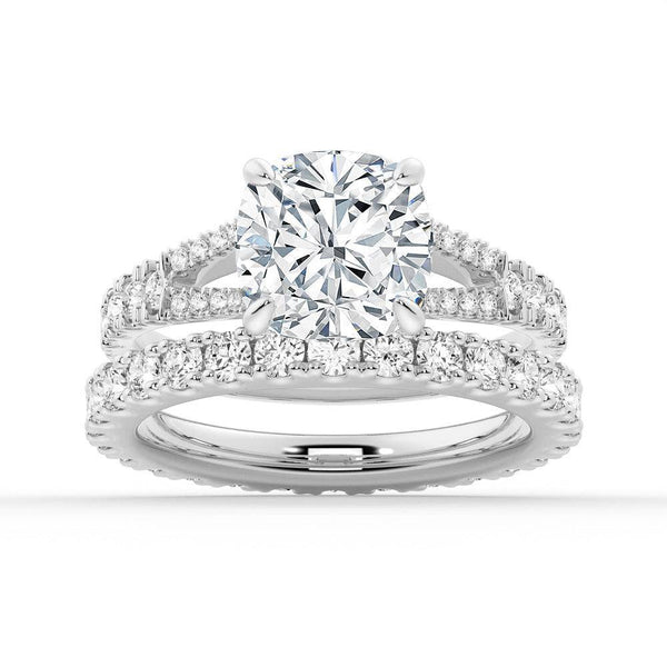 Cushion Cut Split Shank Moissanite Engagement Ring