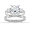 Three Stone Princess Shaped Moissanite Engagement Ring