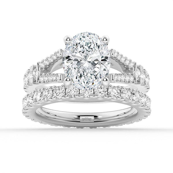 Oval Cut Split Shank Moissanite Engagement Ring