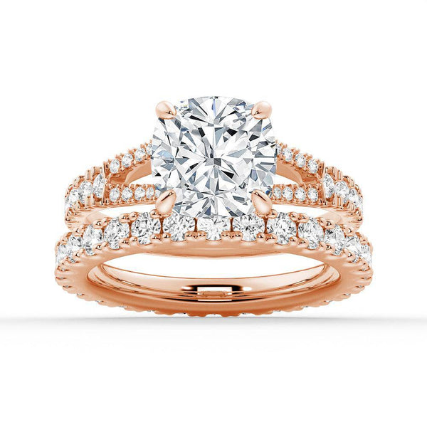 Cushion Cut Split Shank Moissanite Engagement Ring