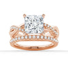 Twist Band Princess Cut Moissanite Ring Set with Matching Wedding Band