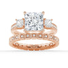 Three Stone Princess Shaped Moissanite Engagement Ring