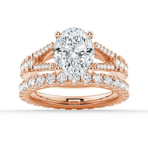 Oval Cut Split Shank Moissanite Engagement Ring