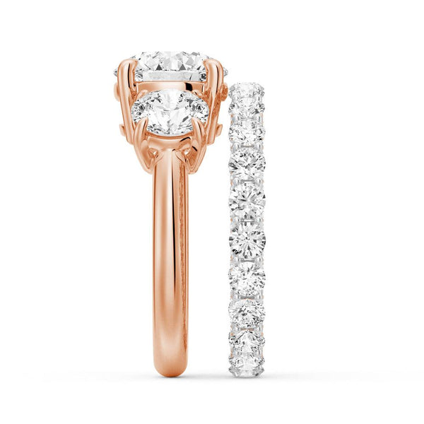 Round Cut Three Stone Moissanite Engagement Ring