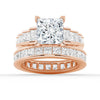 Unique Cinderella Staircase Princess Cut Moissanite Ring Set with Matching Wedding Band