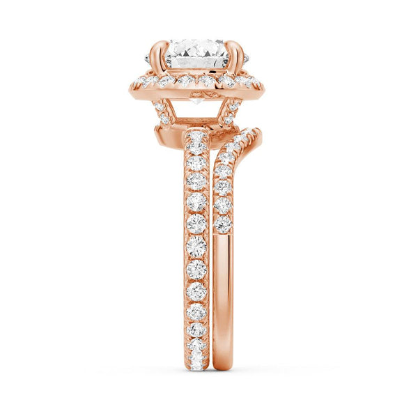 Round Brilliant Micropavé Halo Moissanite Engagement Ring