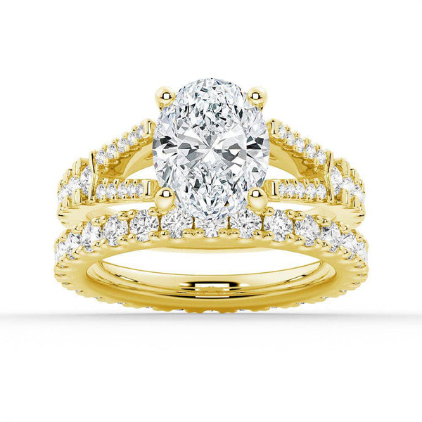 Oval Cut Split Shank Moissanite Engagement Ring